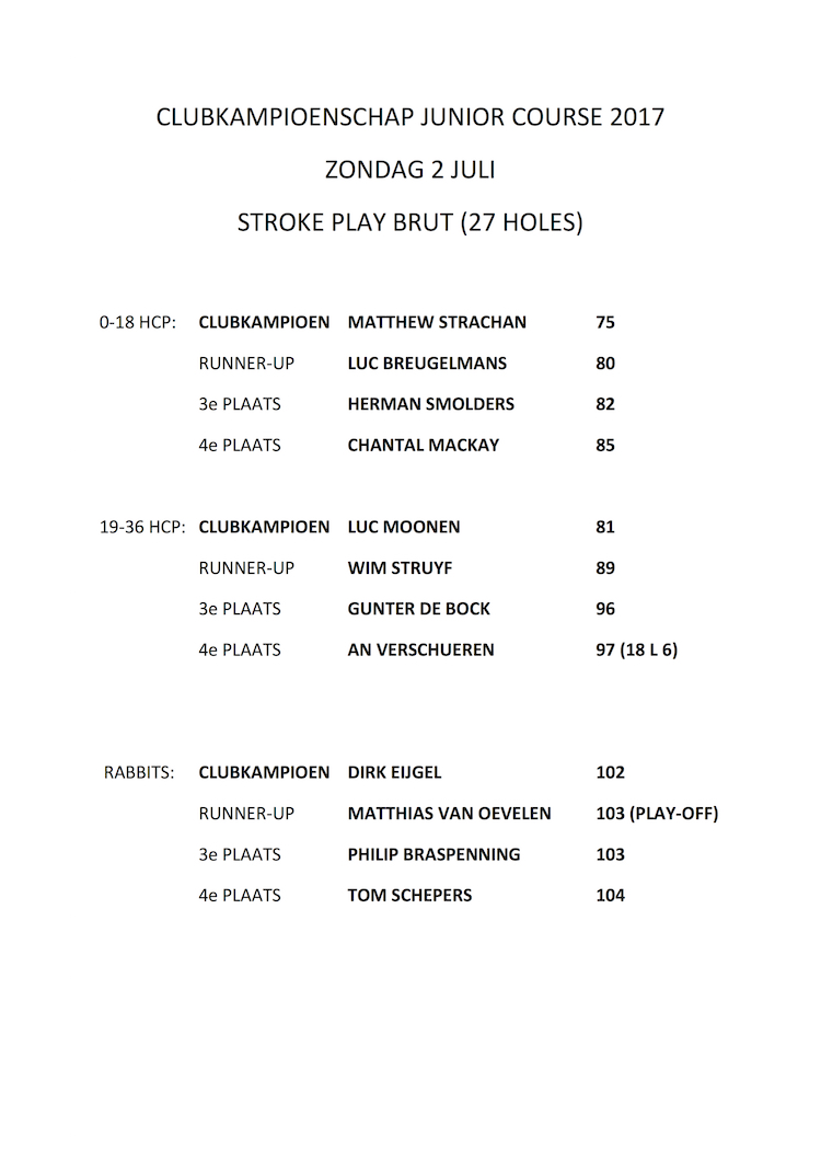 CLUBKAMIOENSCHAP JUNIOR COURSE 2017